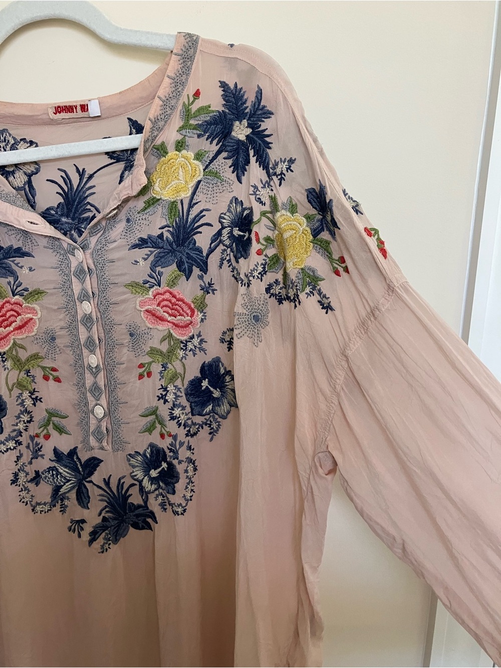 Johnny Was Blush Embroidered Floral Tunic - Picture 3 of 9